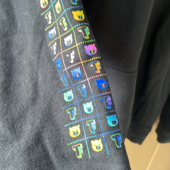 Teddy Fresh Sz L Black Hoodie Brand in Rainbow Print - Picture 4 of 6